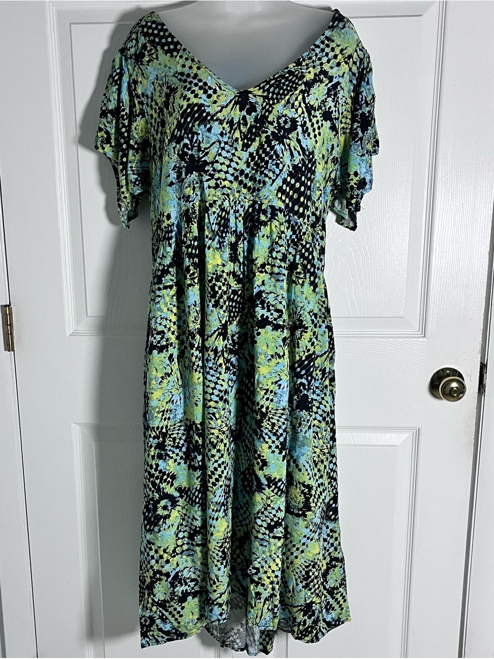 City Chic Arna York Abstract Whimsigoth Babydoll High Low Midi Dress 18/20